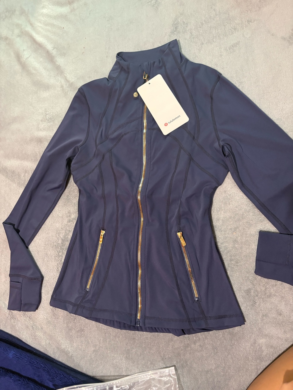 lululemon athletica Navy Zip-Up Utility Jacket with Gold Hardware
